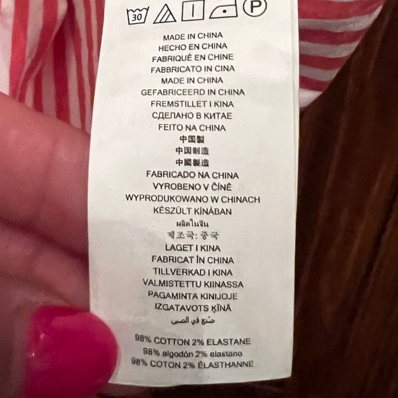 MICHAEL MICHAEL KORS Red & White Striped Off Shoulder Smocked Dress Bell Sleeve - Picture 7 of 7